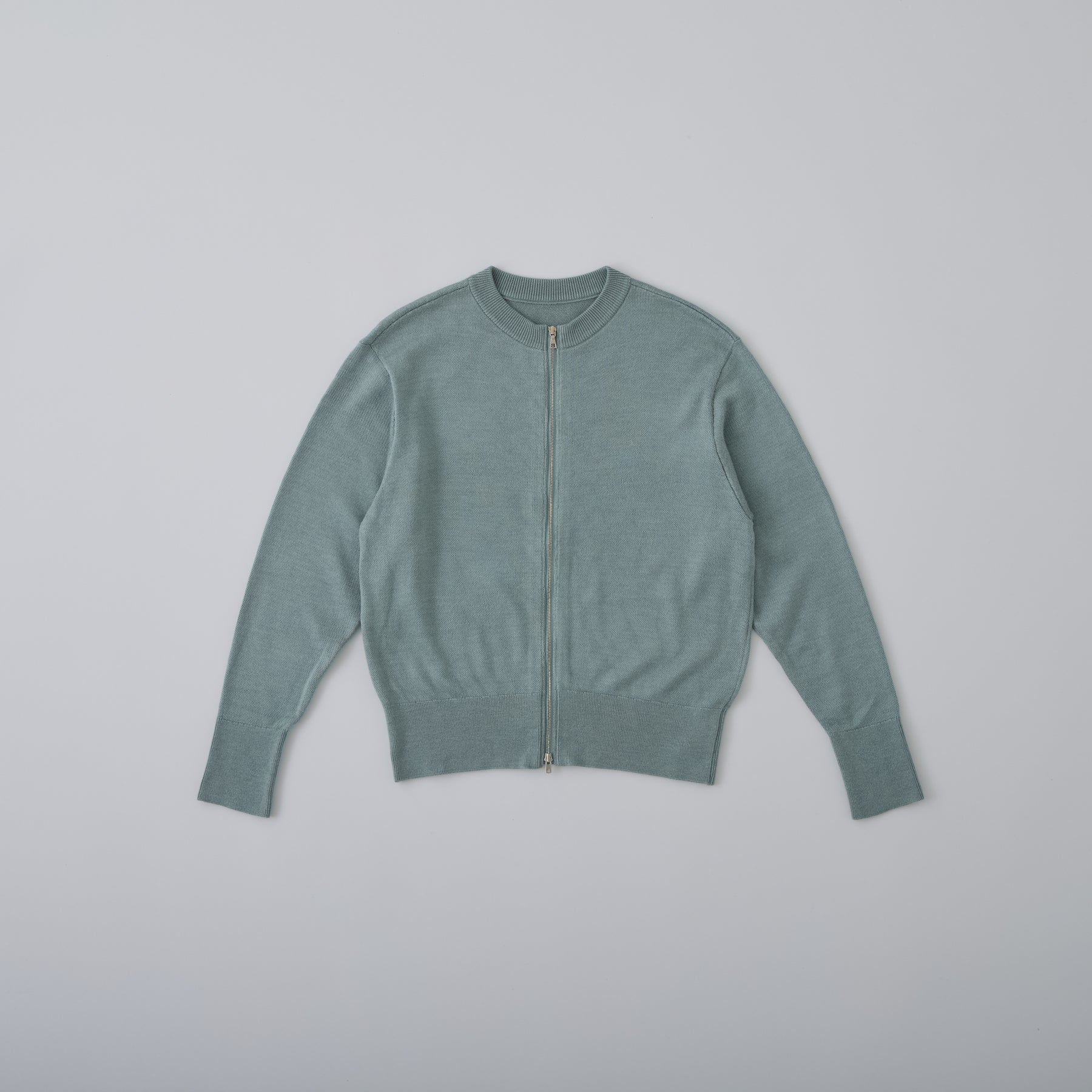 起毛シルクニット ダブルジップカーディガン, セージ