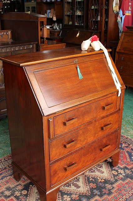 イギリス アンティーク 家具 ライティングビューロー デスク 机 6682c