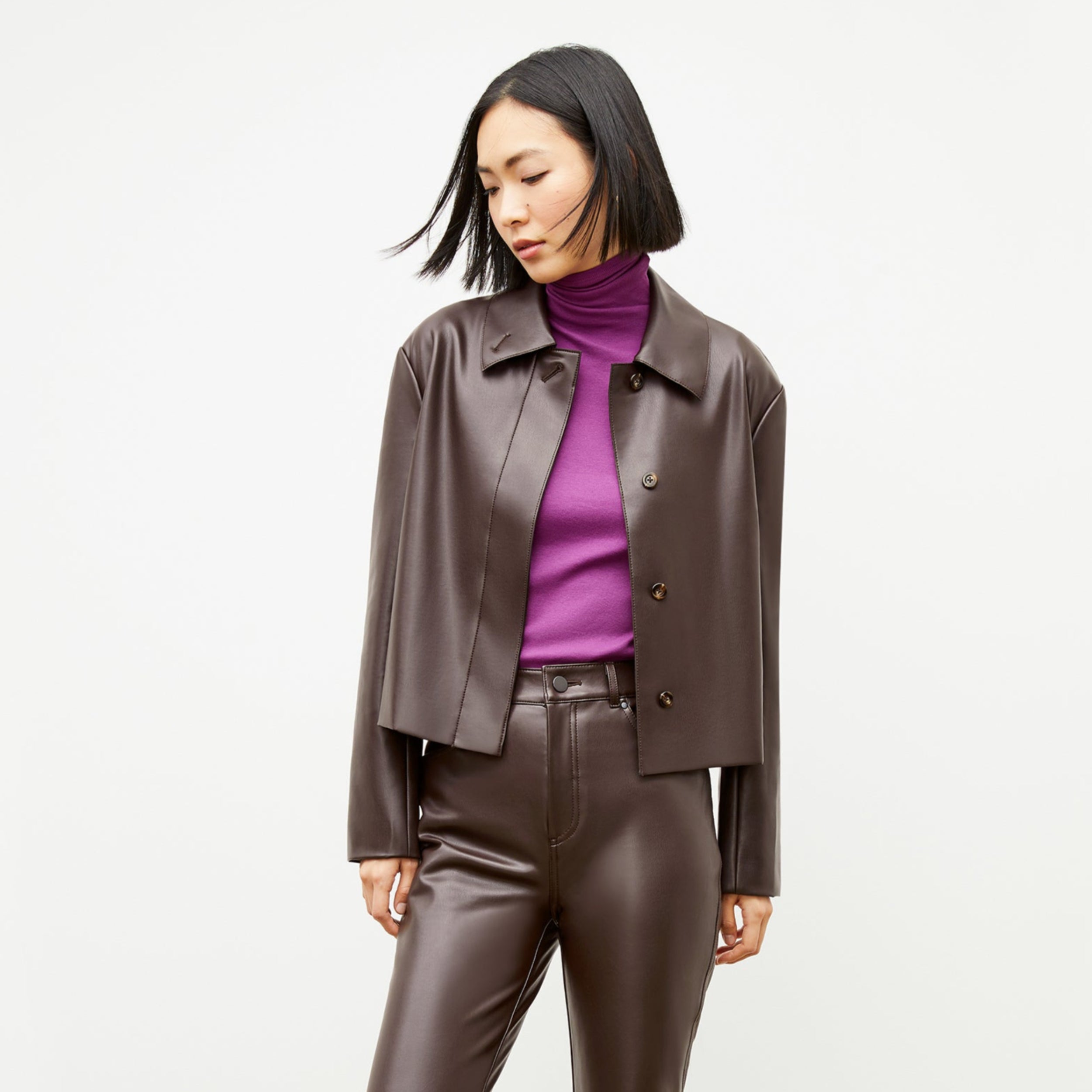 Nicky Jacket - Vegan Leather :: Brown – M.M.LaFleur