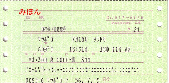 使用済 国鉄 切符 マルス券 急行 指定席券 2枚セット ばんだい 2号