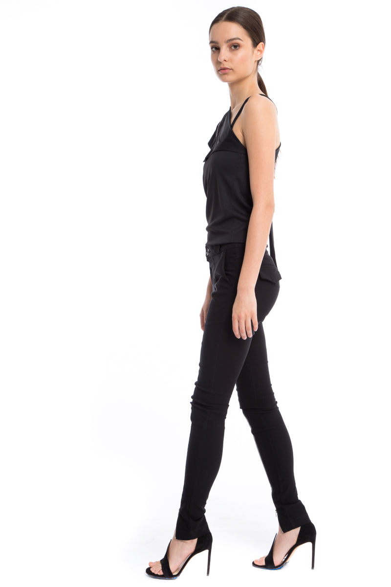 NinoBrand black skinny Pants with front silver long zippers