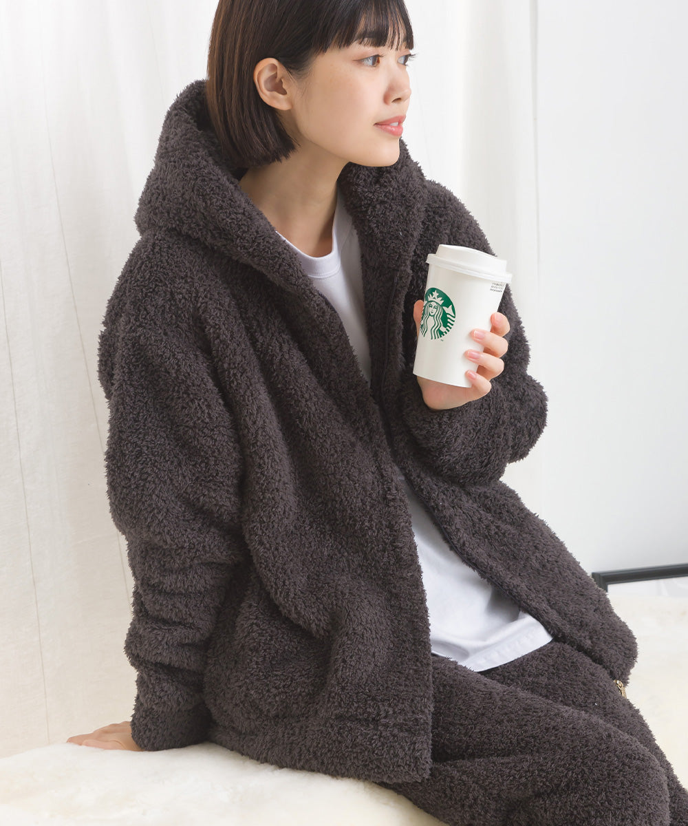 OMNES PURPLE LABEL】あったかふわシャギー 長袖ZIPパーカー【6123-5457】