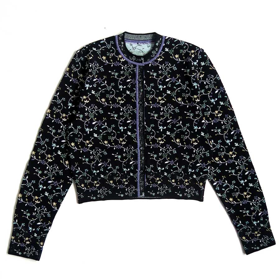 Mame Kurogouchi/マメ】Floral Motif Glitter Knit Cardigan MM26SS