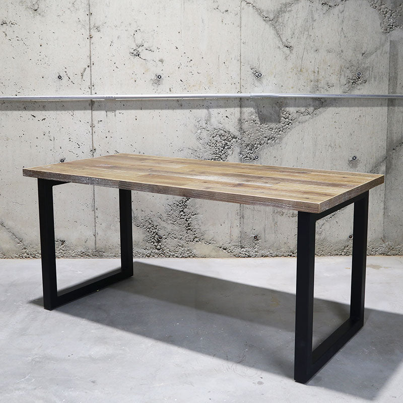 セミオーダー可能】インダストリアル 無垢材テーブル／アイアンロの字