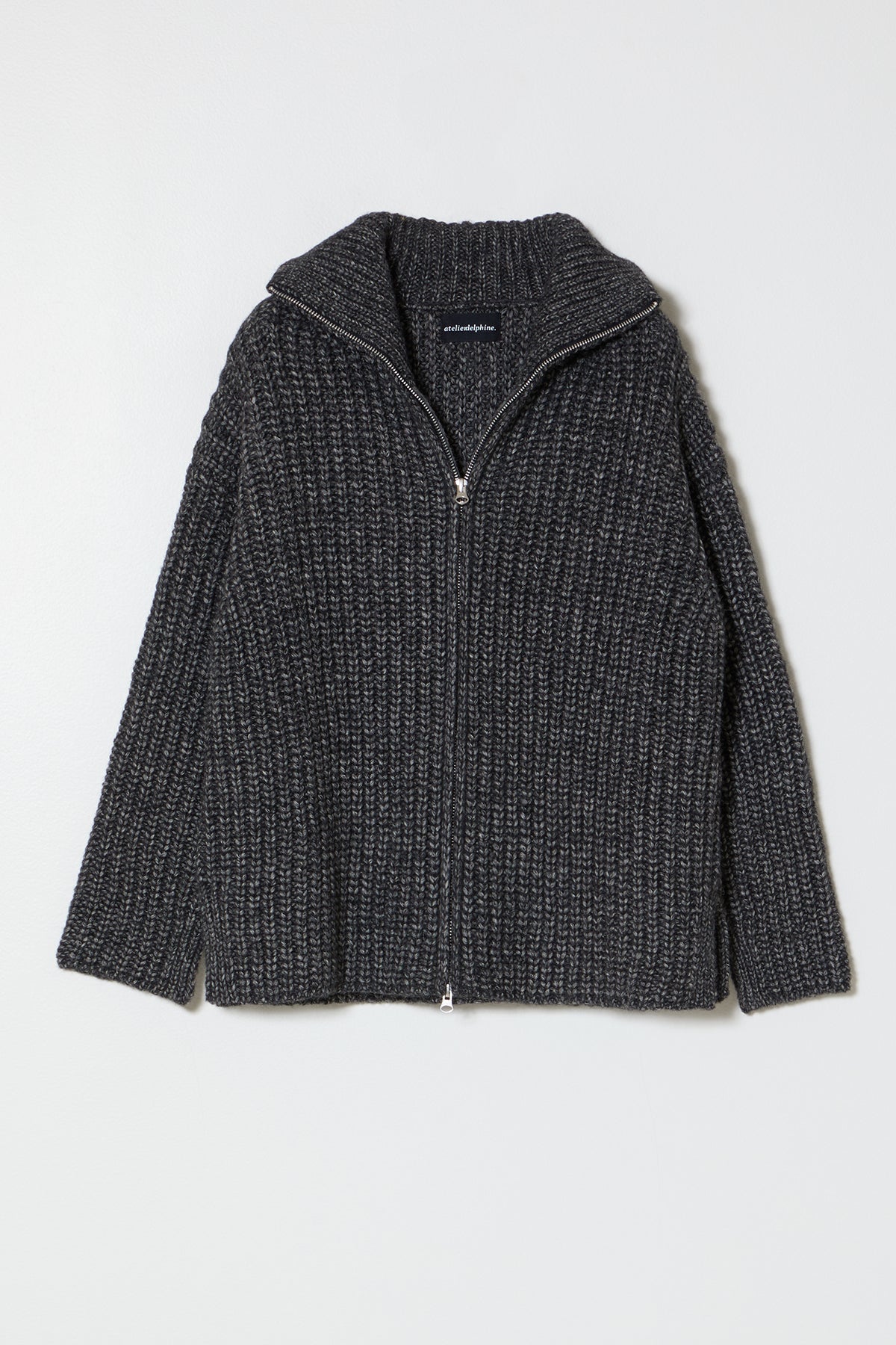 Rib Zip-up Cardigan in Alpaca Pima Blend