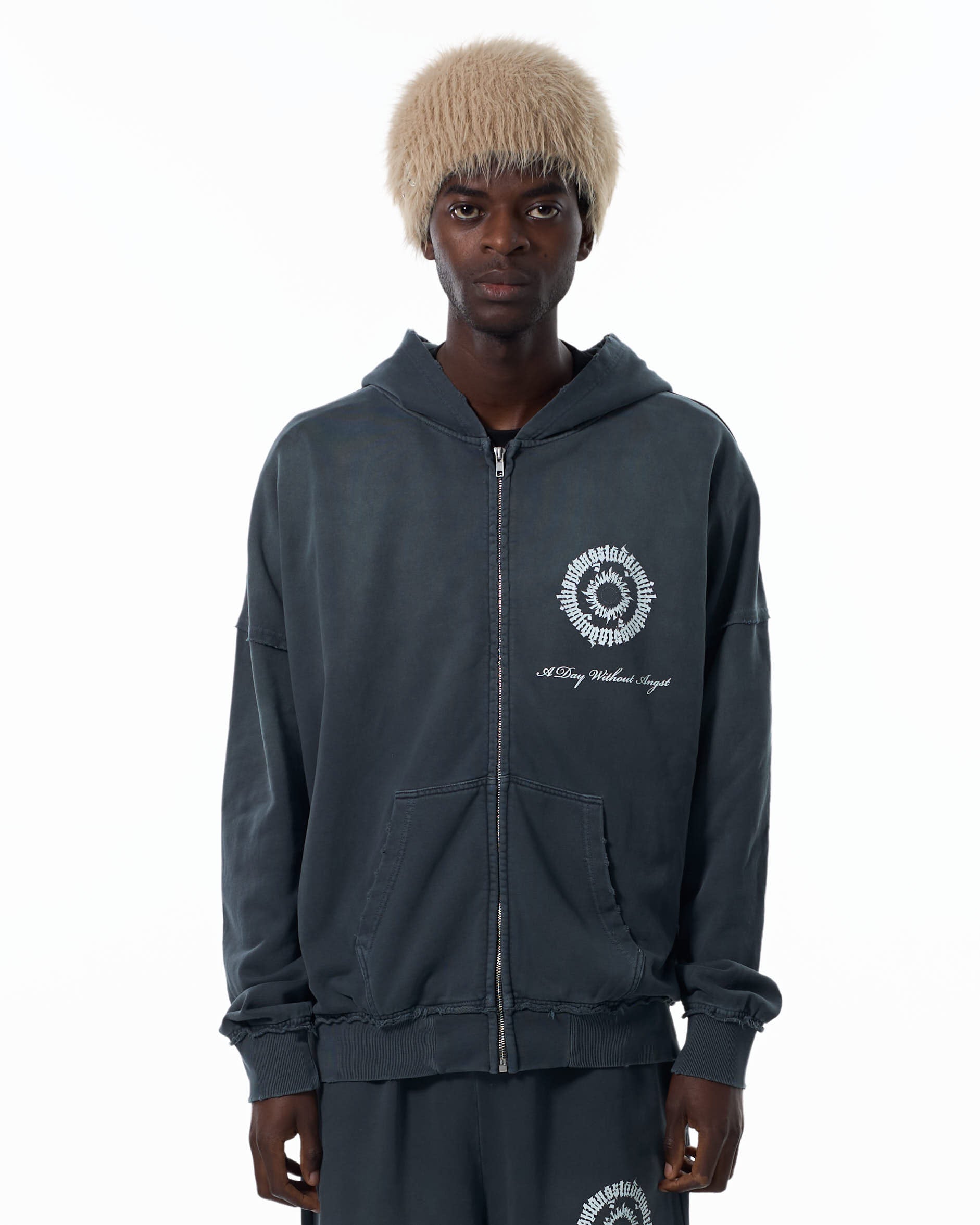 SUNFADED ZIP HOODIE PETROL GREY – ADWOA