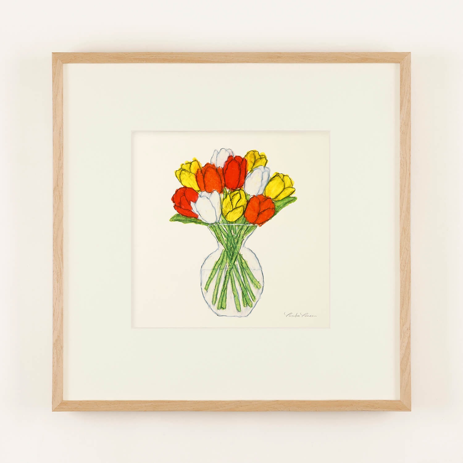 アートポスター | チューリップ ivory フレーム50＋額装マット付き – a