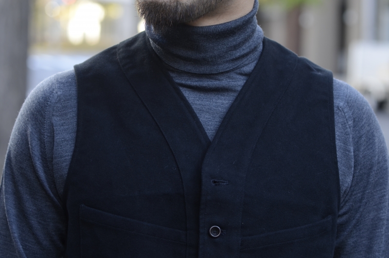 SAGAN VEST ENGLISH MOLESKIN “BLACK” | ANATOMICA SAPPORO アナトミカ札幌
