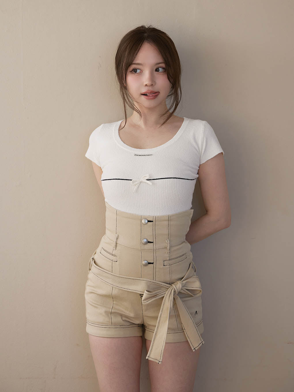 ANDMARY】Putty ribbon tops