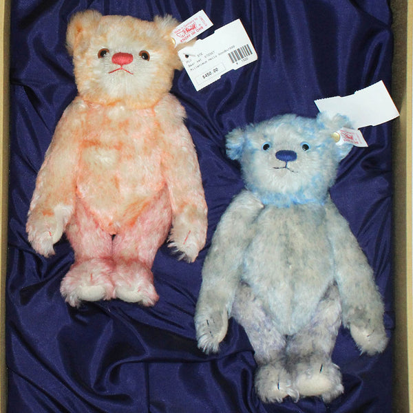Steiff Hello 2000 Good Bye 1999 Mohair Teddy Bear Boxed Set Rare
