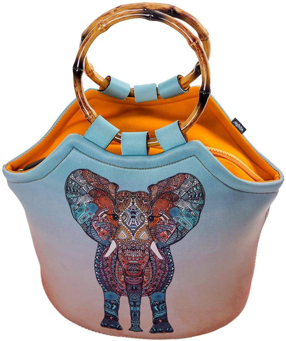 Bamboo Purse - Monika Strigel - Boho Summer Elephant – Artovida