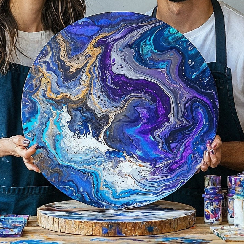 渋谷 平日】大人気！大型キャンバスのたらし込み・フルイドアート（2名