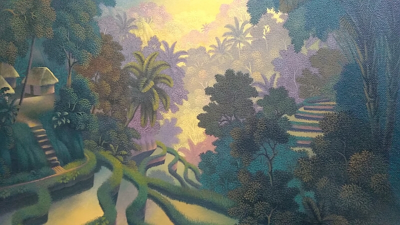 バリの絵画 ウブド 花 油絵 バリの絵画 ウブド 花 油絵 バリの絵画