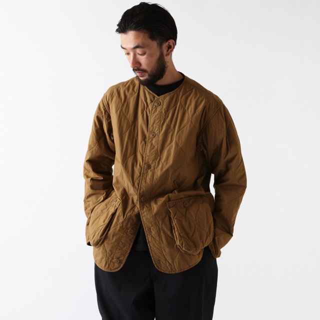 ノーカラーシャツジャケットはヘチマ柄のキルティング | birnest