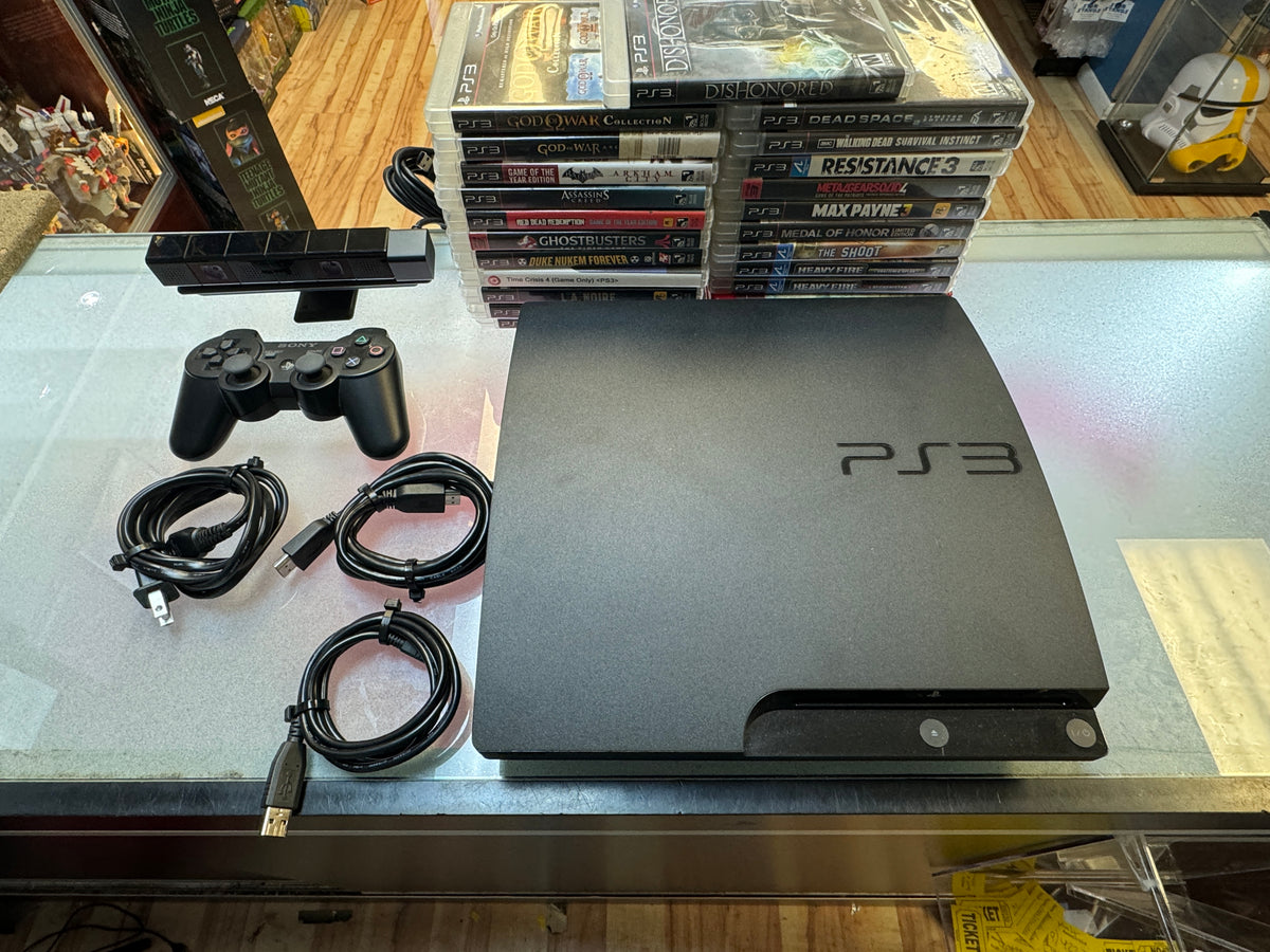 PS3 Slim Bundle with 20+ Games Lot(Sony Playstation, Video Game