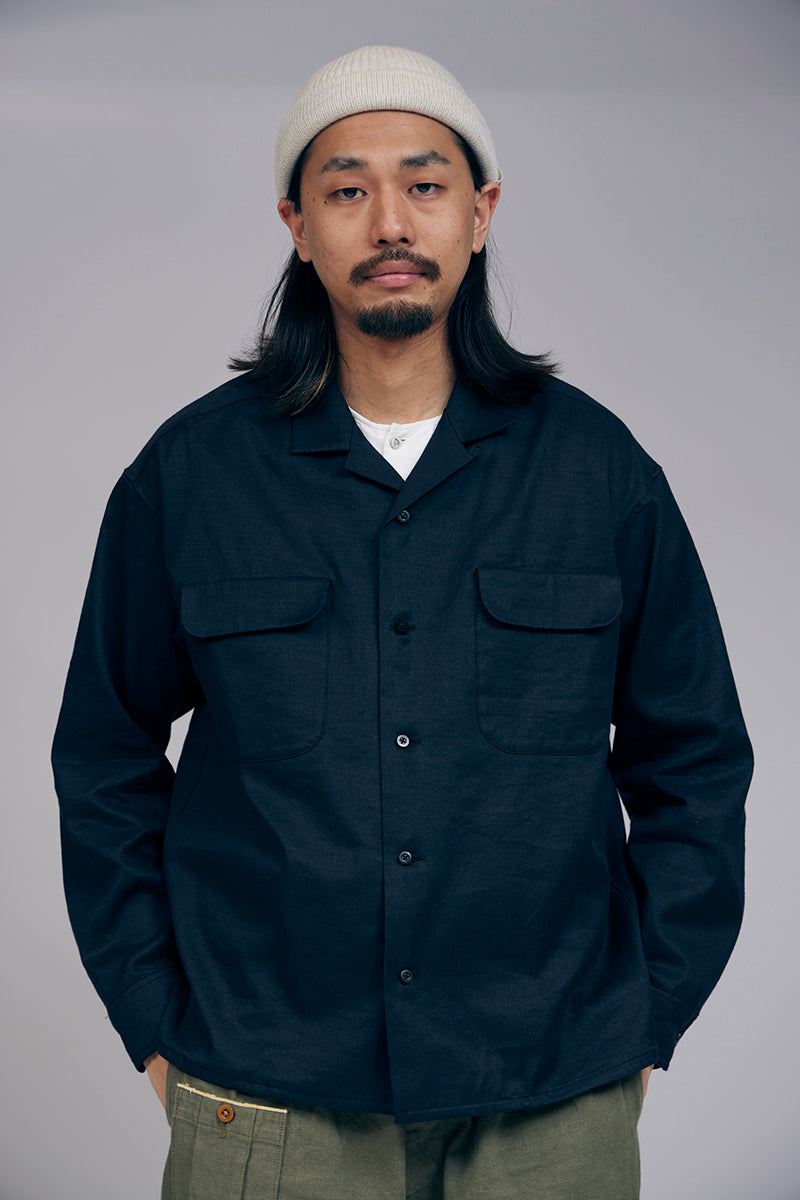 ナイジェル・ケーボン】UNISEX / オープンカラーシャツ - リネン