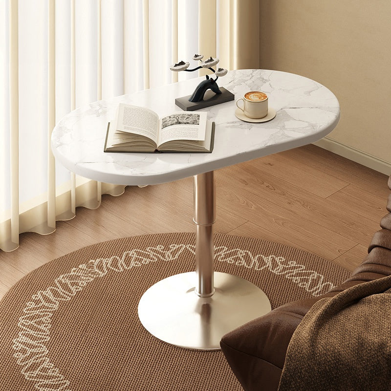 昇降式サイドテーブル・センターテーブル・セラミック天板・丸形