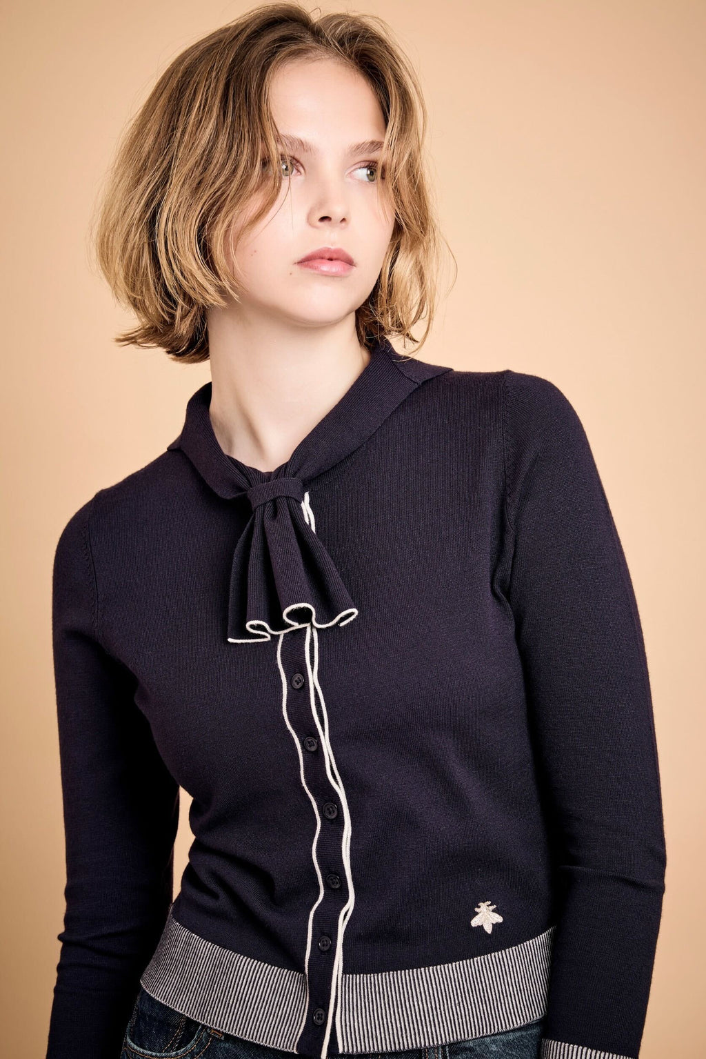 Caprino - カプリーノ | クルーネックカーディガン〔ブラック