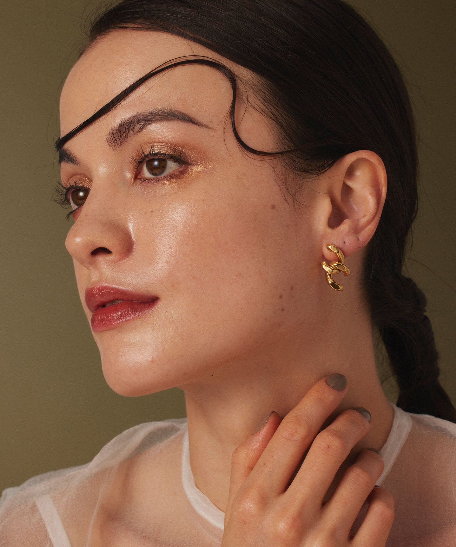 ゴールド]チェーンクロスピアス