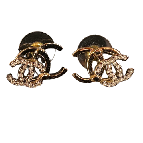 CHANEL ダブルロゴ ラインストーンピアス