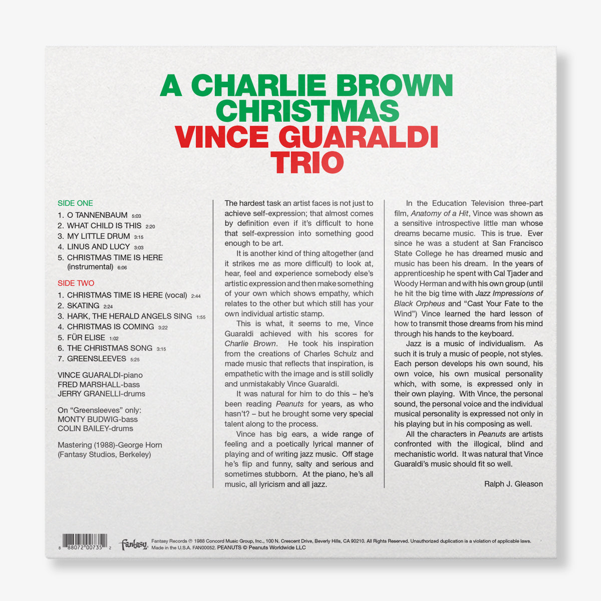 A Charlie Brown Christmas (Green LP) – Craft Recordings