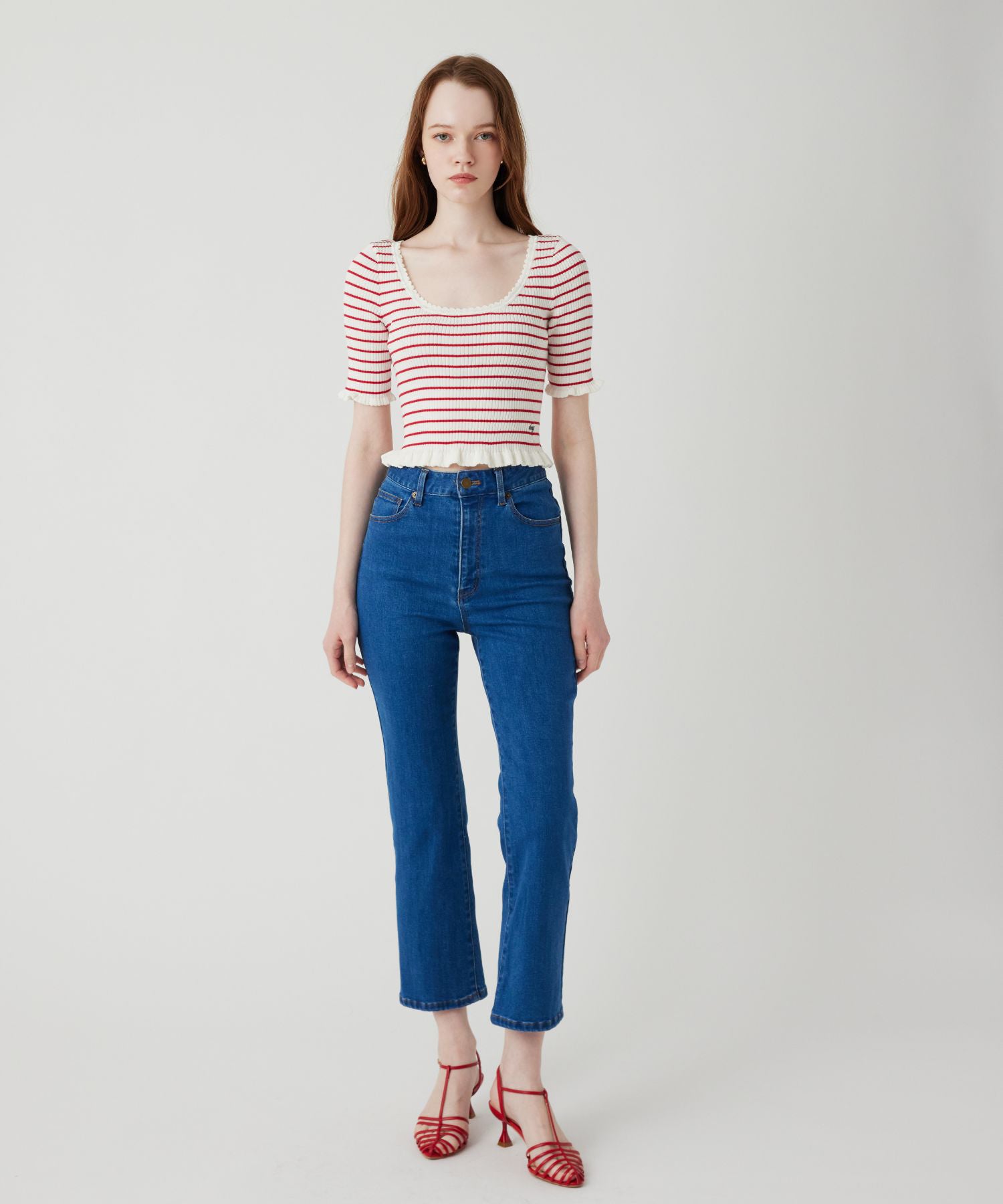 デニムハイウエストストレッチパンツ