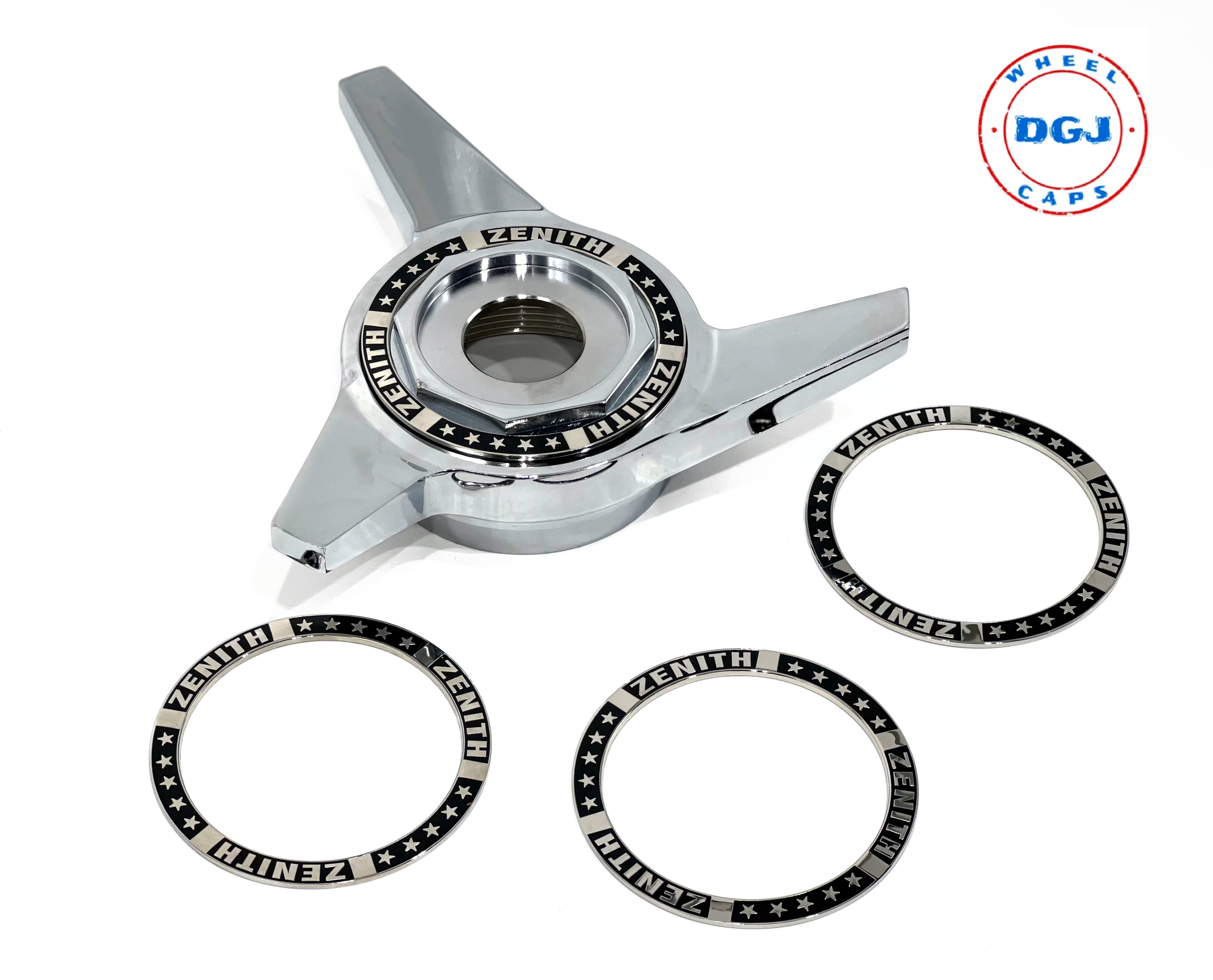 Superswept Zenith Black on Chrome Rings for Lowrider Wire Wheel