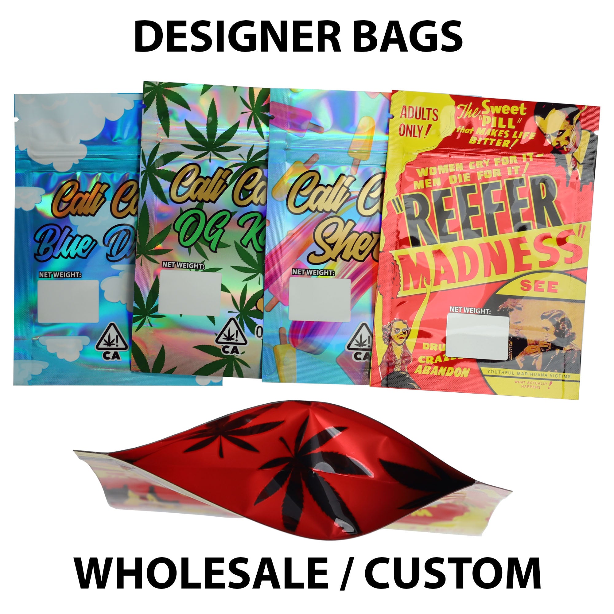 1/8th Ounce 3.5g 8th - Custom Printed Designer Mylar Smell Proof Bags
