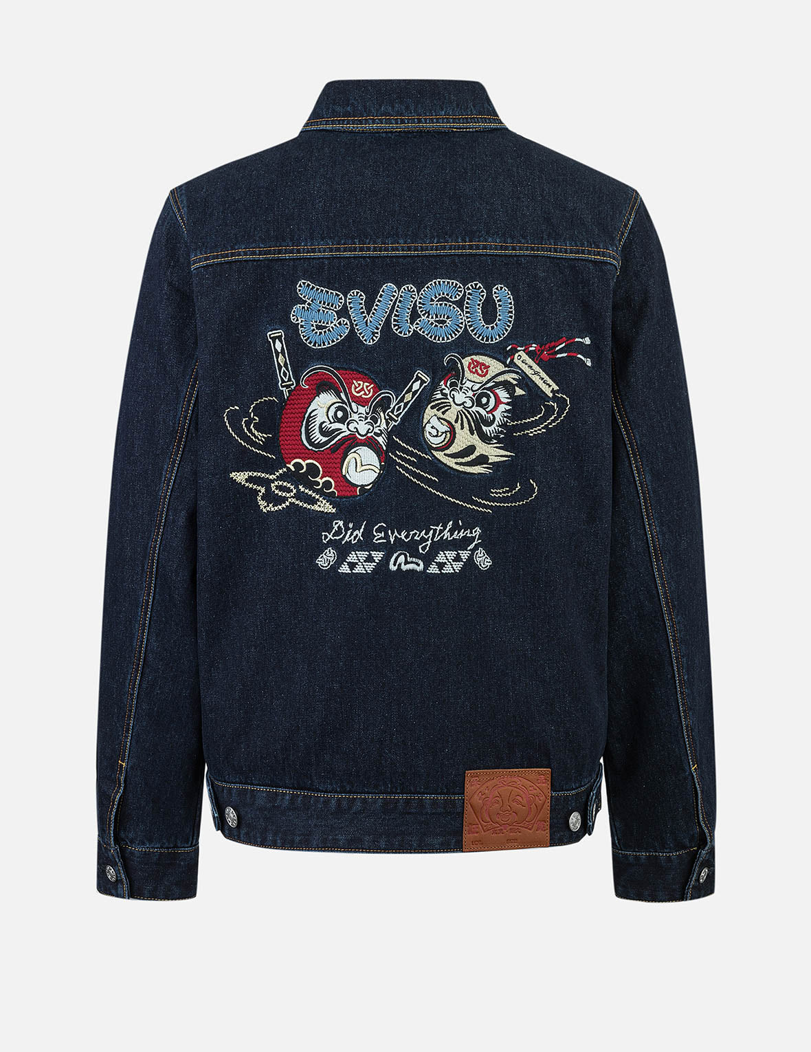 忍者だるま刺繍レギュラーフィットパッド入りデニムジャケット – EVISU