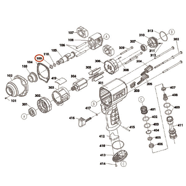 KTC インパクトレンチ JAP417用パーツ シール jap417-417【エヒメマシン】