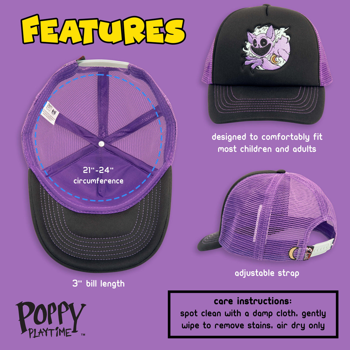 POPPY PLAYTIME - CatNap Embroidered Mesh Cap (Adjustable Unisex