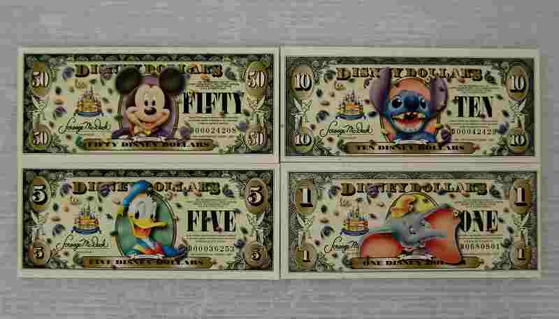 ブランド福福 ディズニーダラー 50、10、5、1ドル 4枚セット お買取り