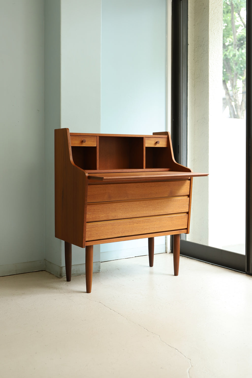 デンマークヴィンテージ ライティングビューロー デスク チーク材 北欧