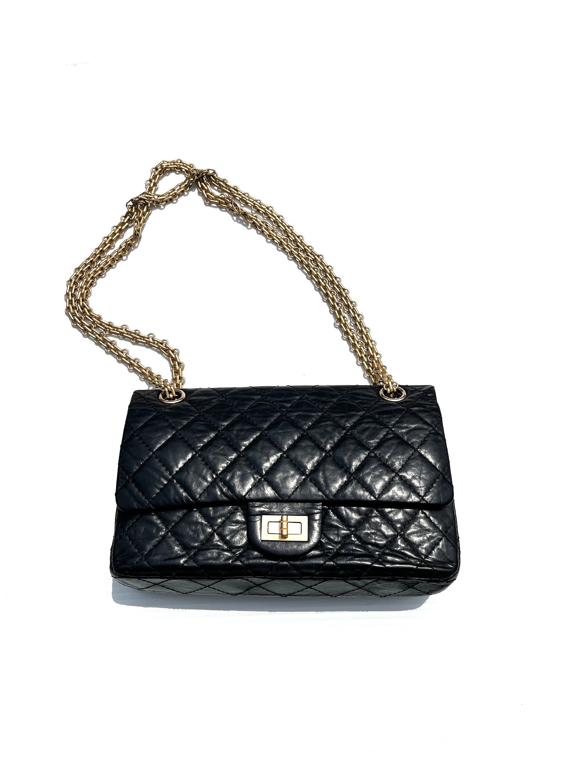 CHANEL Black 225 2005 Reissue 2.55 Quilted Leather Shoulder