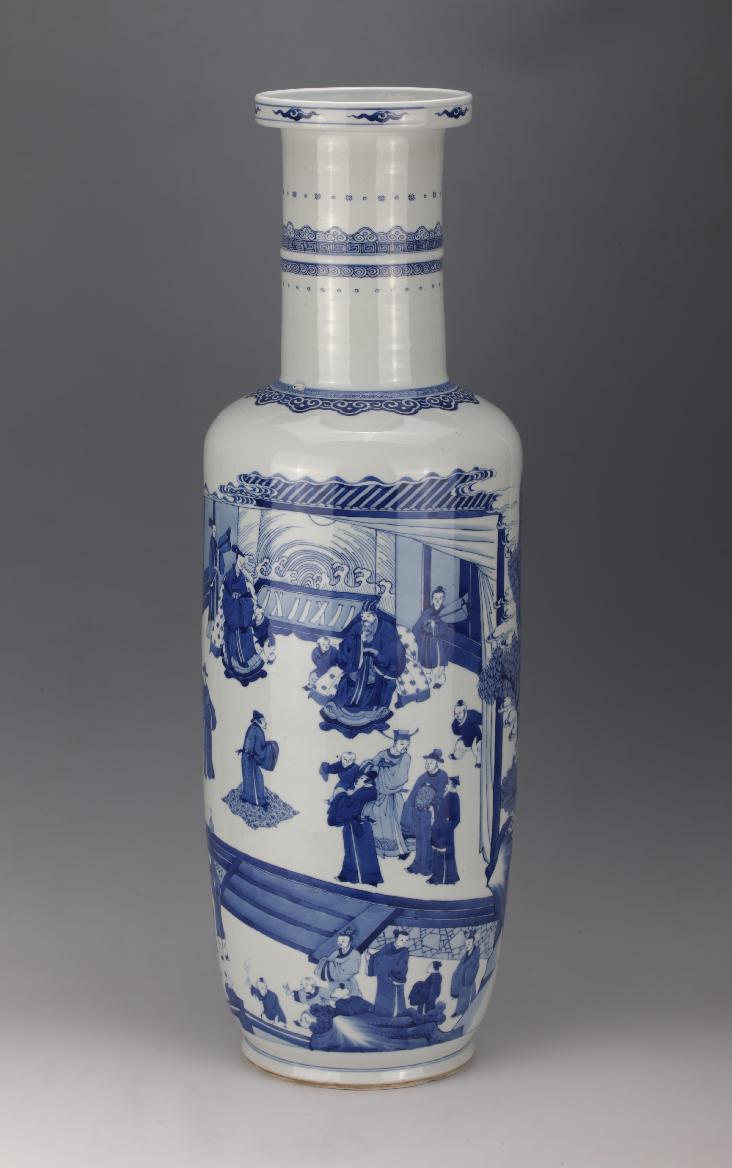 青花“满床笏”大棒槌瓶_观复博物馆