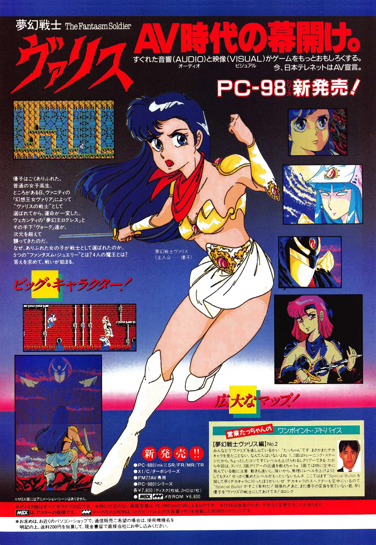 夢幻戦士ヴァリス for NEC PC-8801mkⅡSR以降 (C)1987 日本テレネット