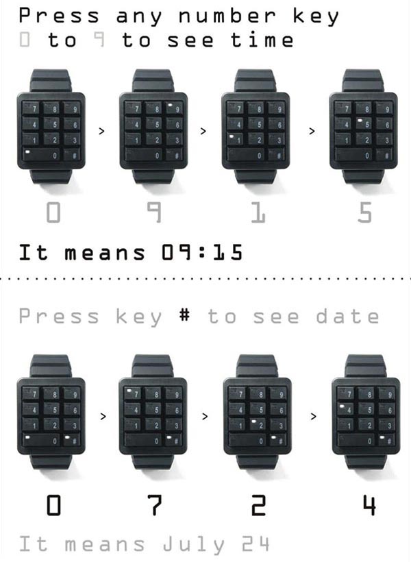 Click Keypad Hidden Time LED Watch | Gadgetsin