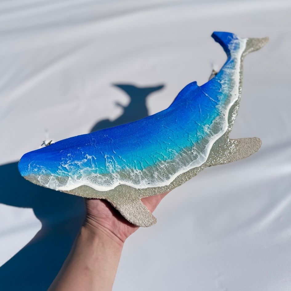 7 ocean panel art ～whale～】 ～195×442×12mm～ エポキシレジン作品