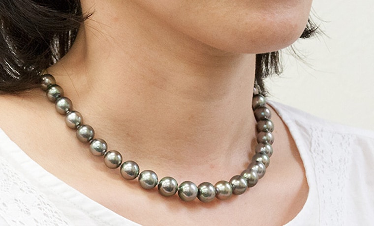 黒蝶真珠ネックレス【大きさ8.0-10.9㎜・長さ44.5㎝】＜193-05＞ | 黒