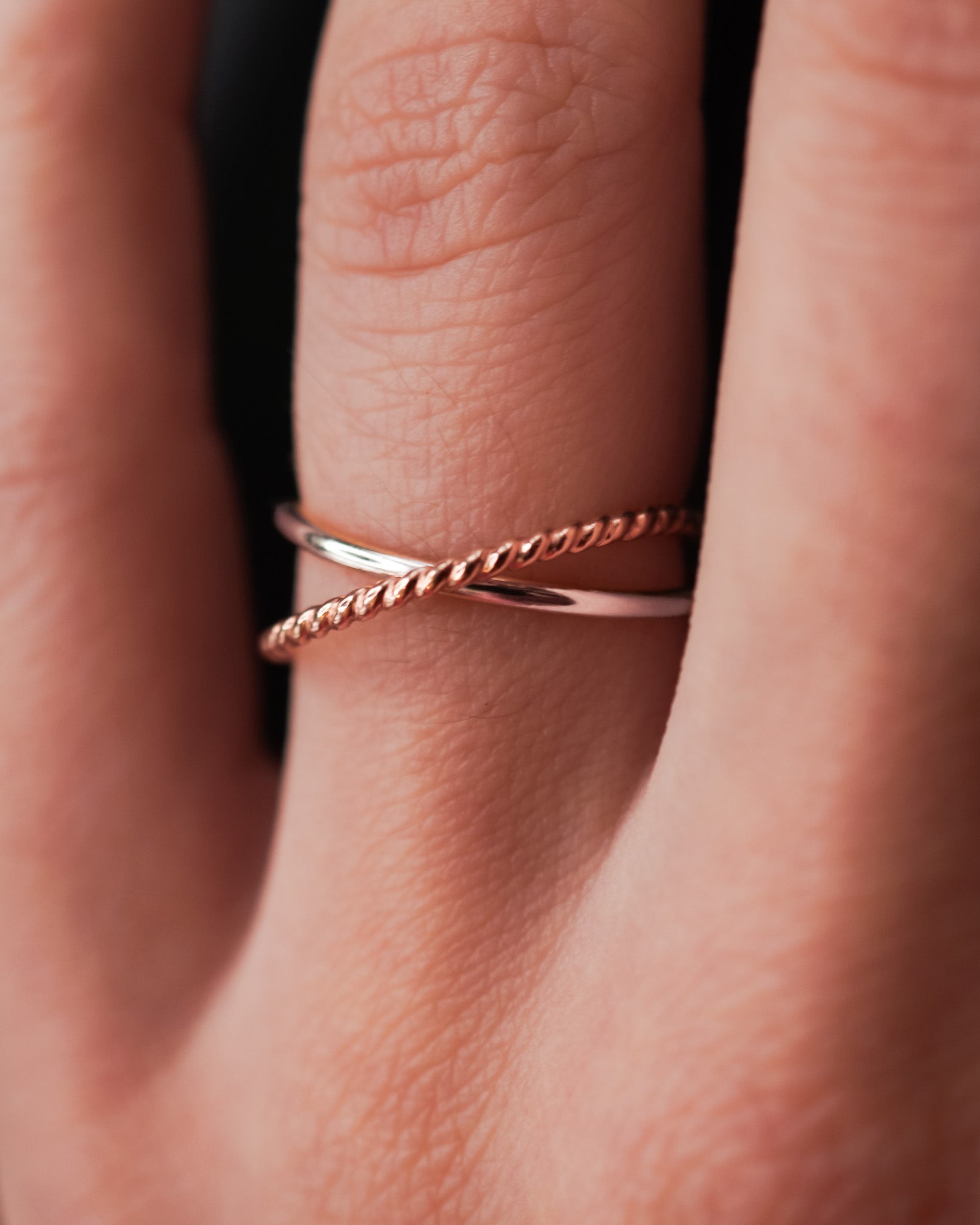 Twist Interlocking Set of 2 Rings, Mixed Metals – Hannah Naomi Jewelry