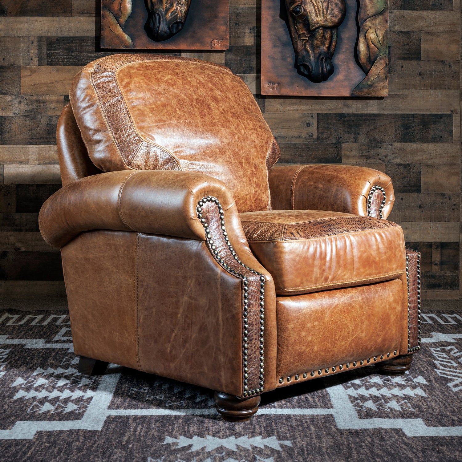 Ronello Croc Western Leather Recliner | Western Croc Recliners