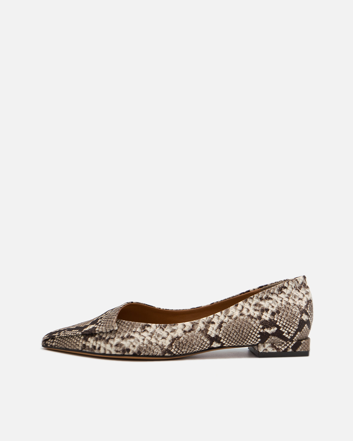 Marie Python ポインテッドフラットパンプス パイソン柄 - HENRI EN