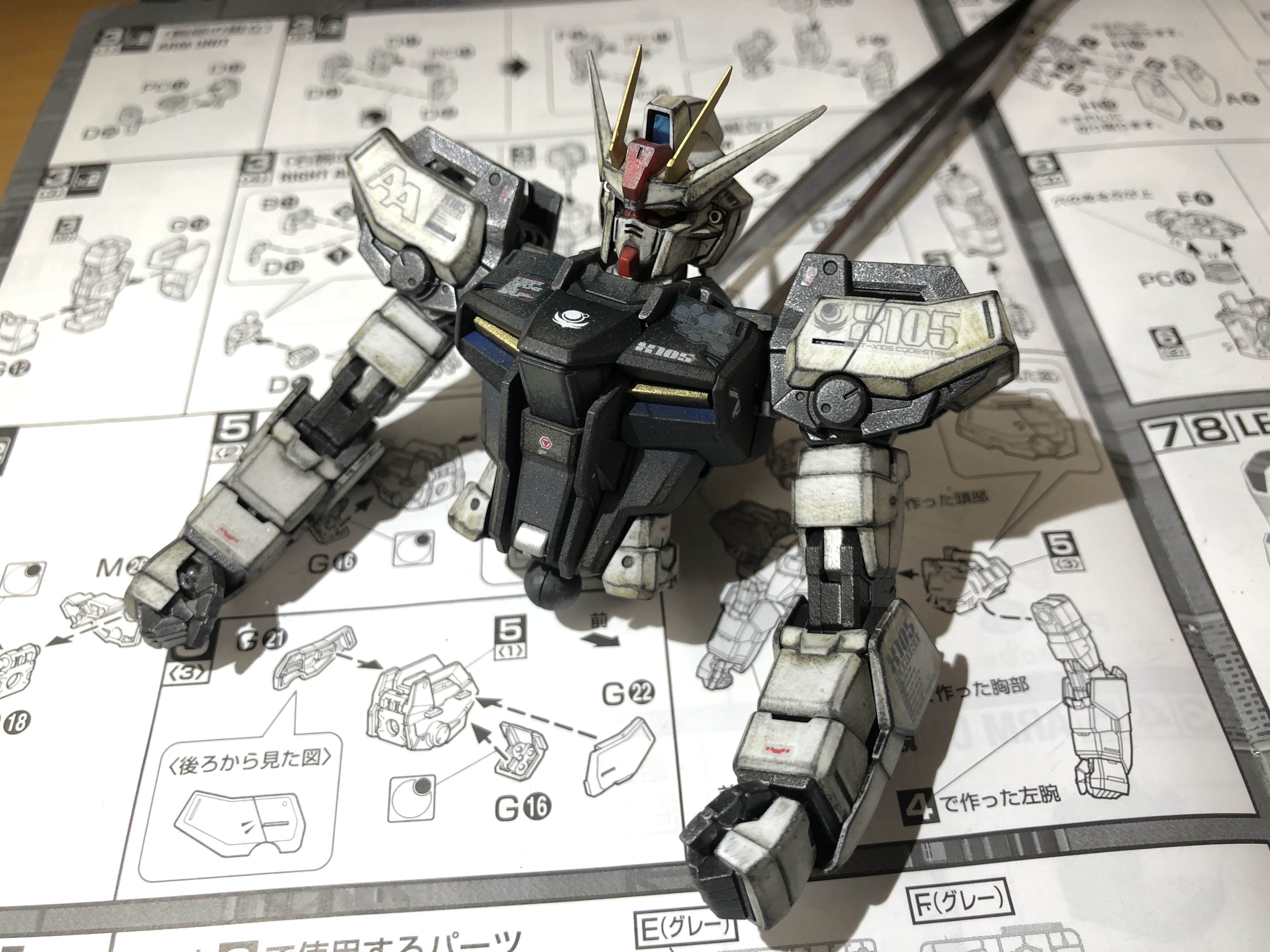 GAT-X105 AILE STRIKE GUNDAM ディアクティブモード1/100 MG 製作過程