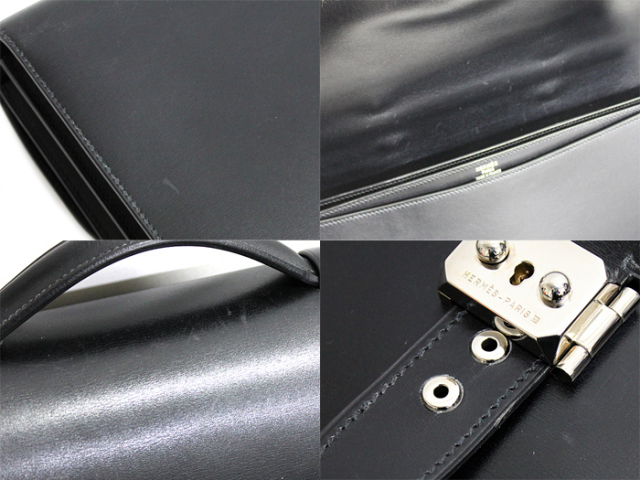 中古】 エルメス ◇ サック ア デペッシュ 38 ボックスカーフ ブラック