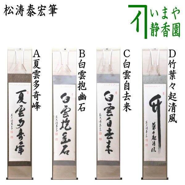 茶器/茶道具 掛軸（掛け軸）】 一行 夏雲多奇峰又は白雲抱幽石又は白雲