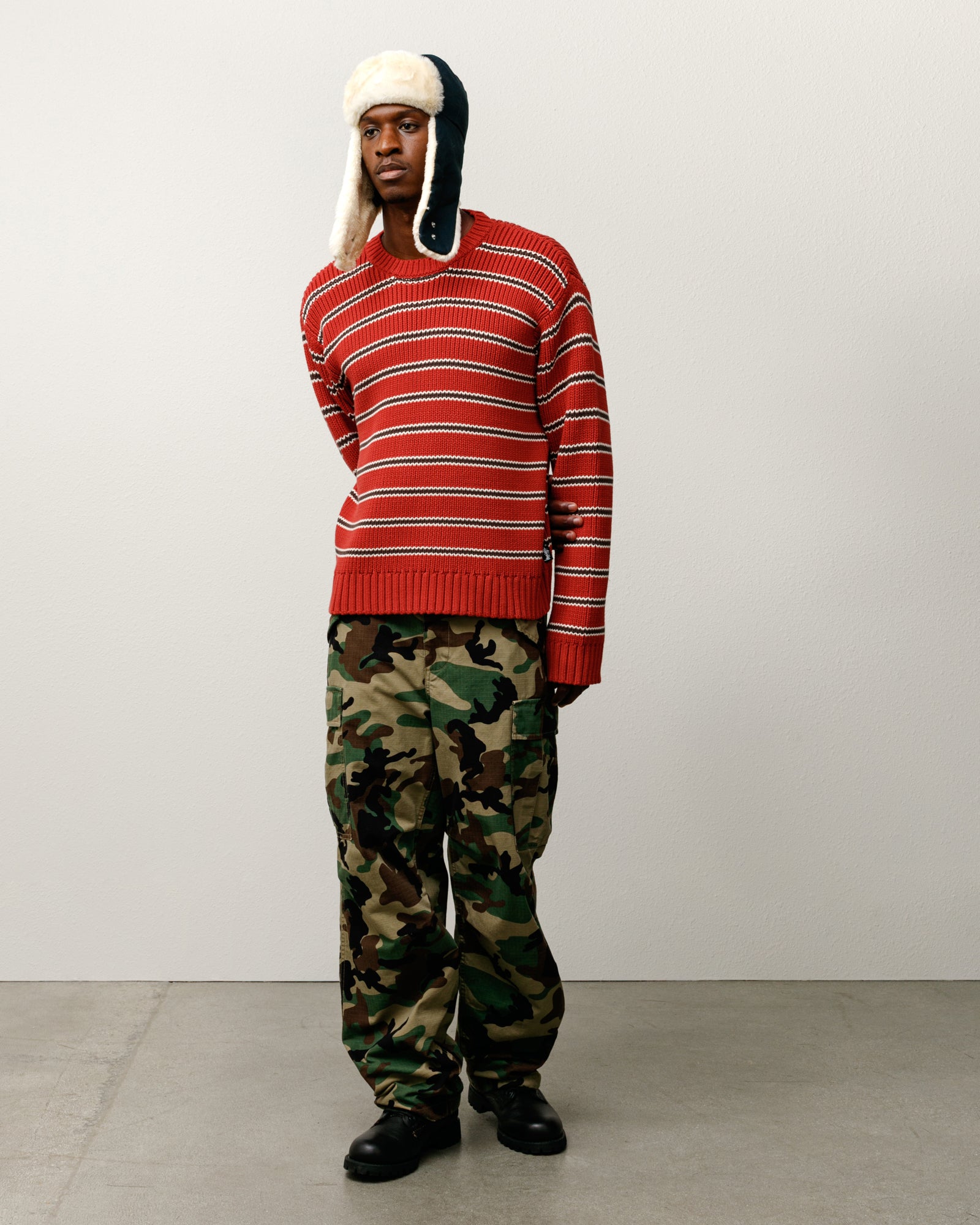 Chunky Cotton Stripe Sweater – Brick | Tops & Knits | Stüssy Japan
