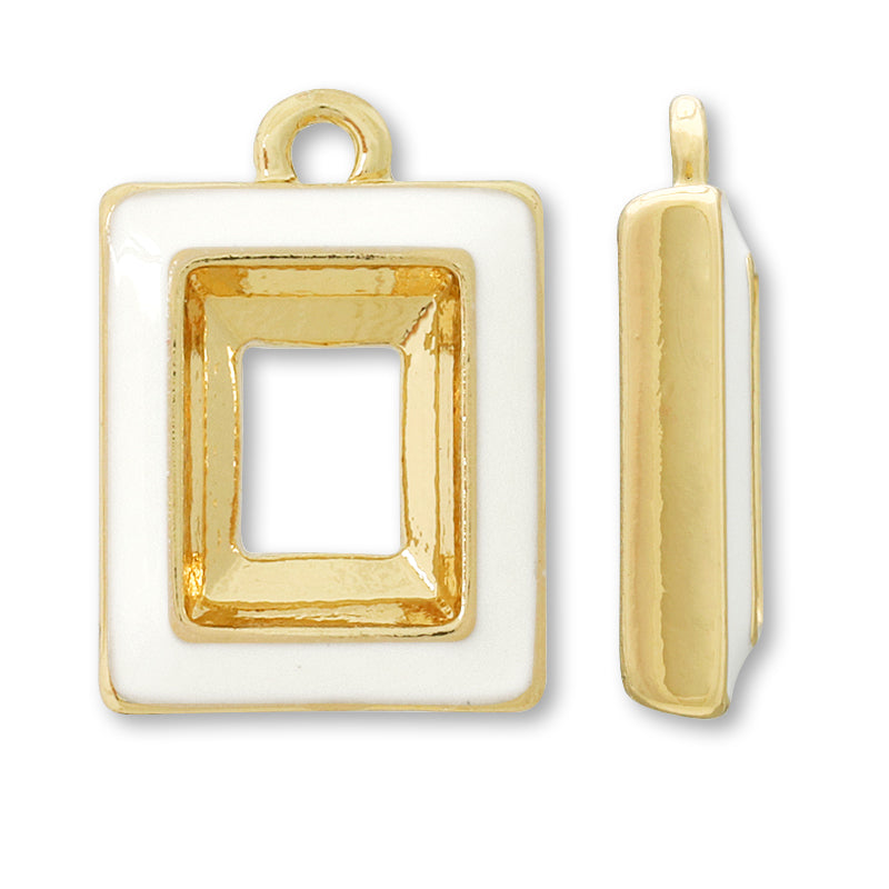 石座チャーム レクタングル エポ 1カン ホワイト/G – 貴和製作所