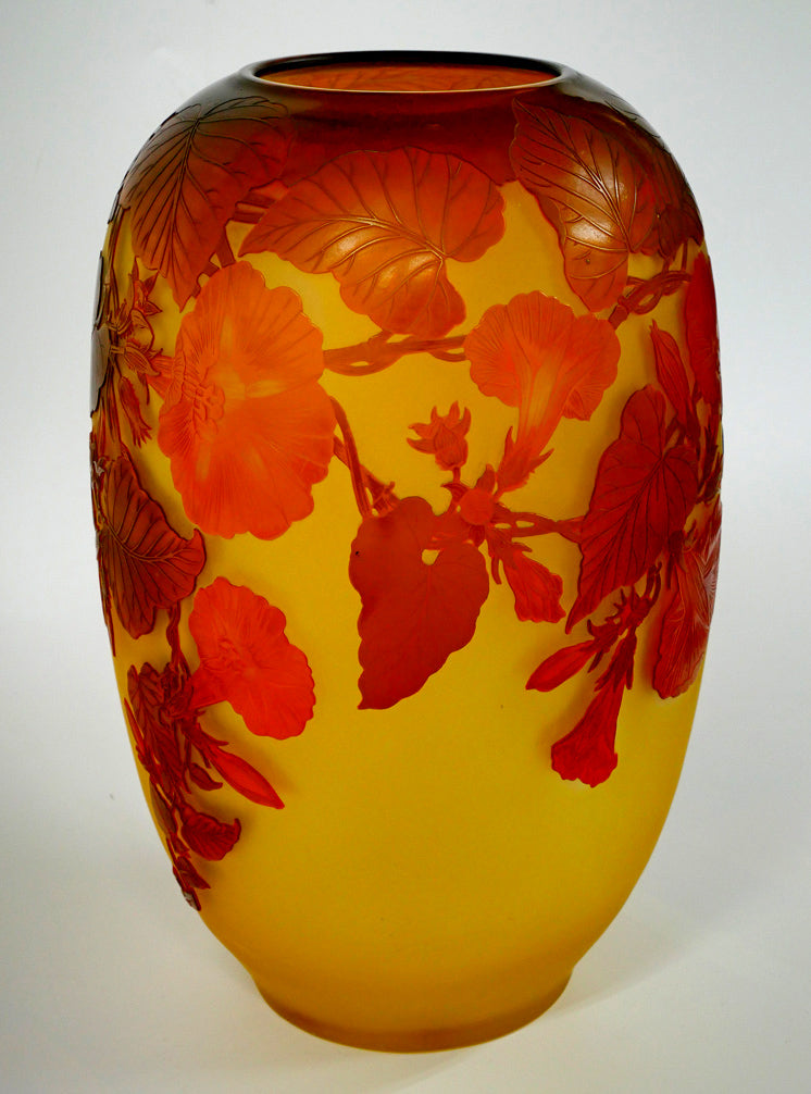 エミール ガレ（Emile Galle）「朝顔文花入」被せガラス・アシッド