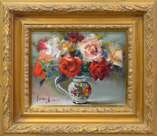 寺井重三「薔薇」油絵・F3号 絵画買取・販売の小竹美術