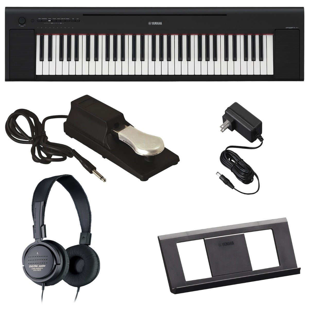 Yamaha Piaggero NP-15 61-Key Portable Keyboard - Black BONUS PAK